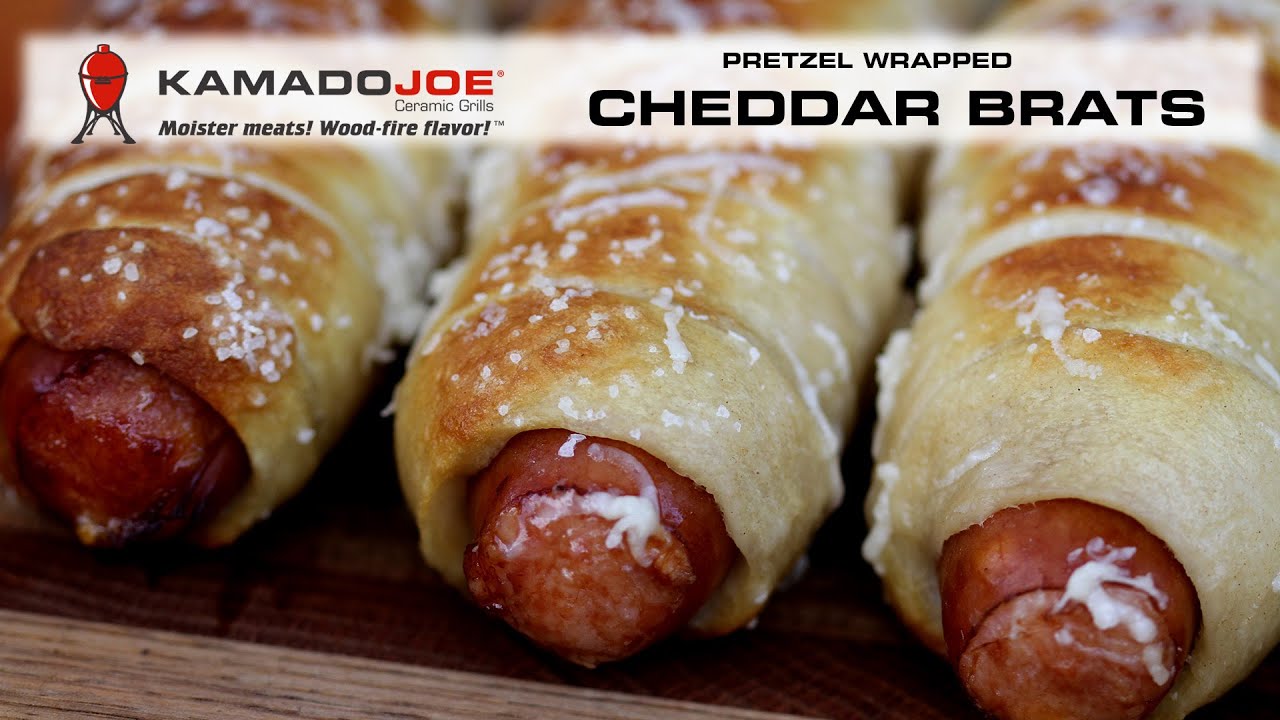 Kamado Joe Pretzel Wrapped Cheddar Brats