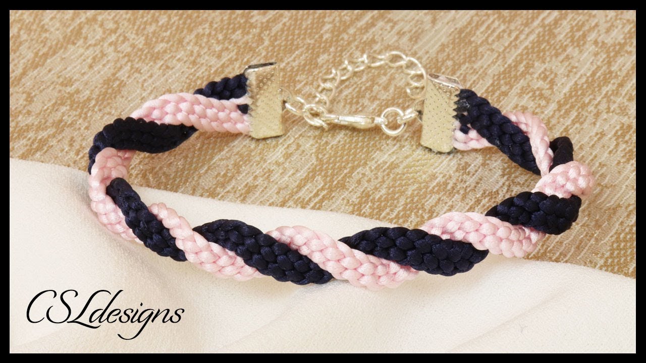 Two colour twisted kumihimo bracelet