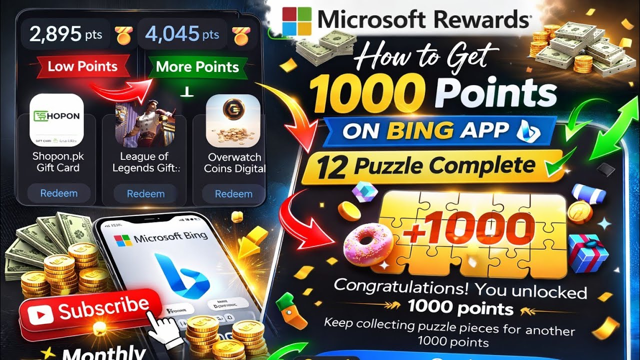 How to get 1000 points on bing app|complete & easy guide