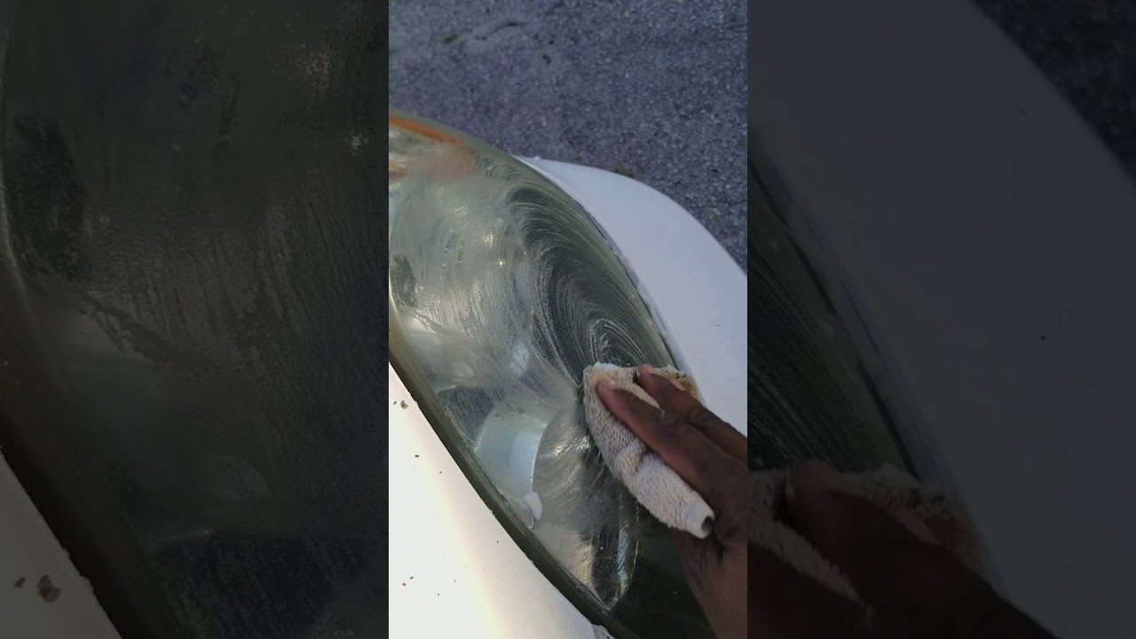 Cleaning car headlights  with baking soda and vinegar