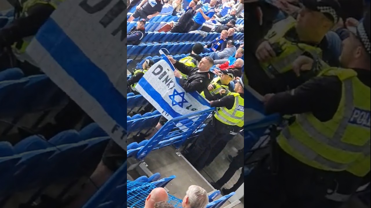 Police Make Rangers Fan Remove Zionist Flag 