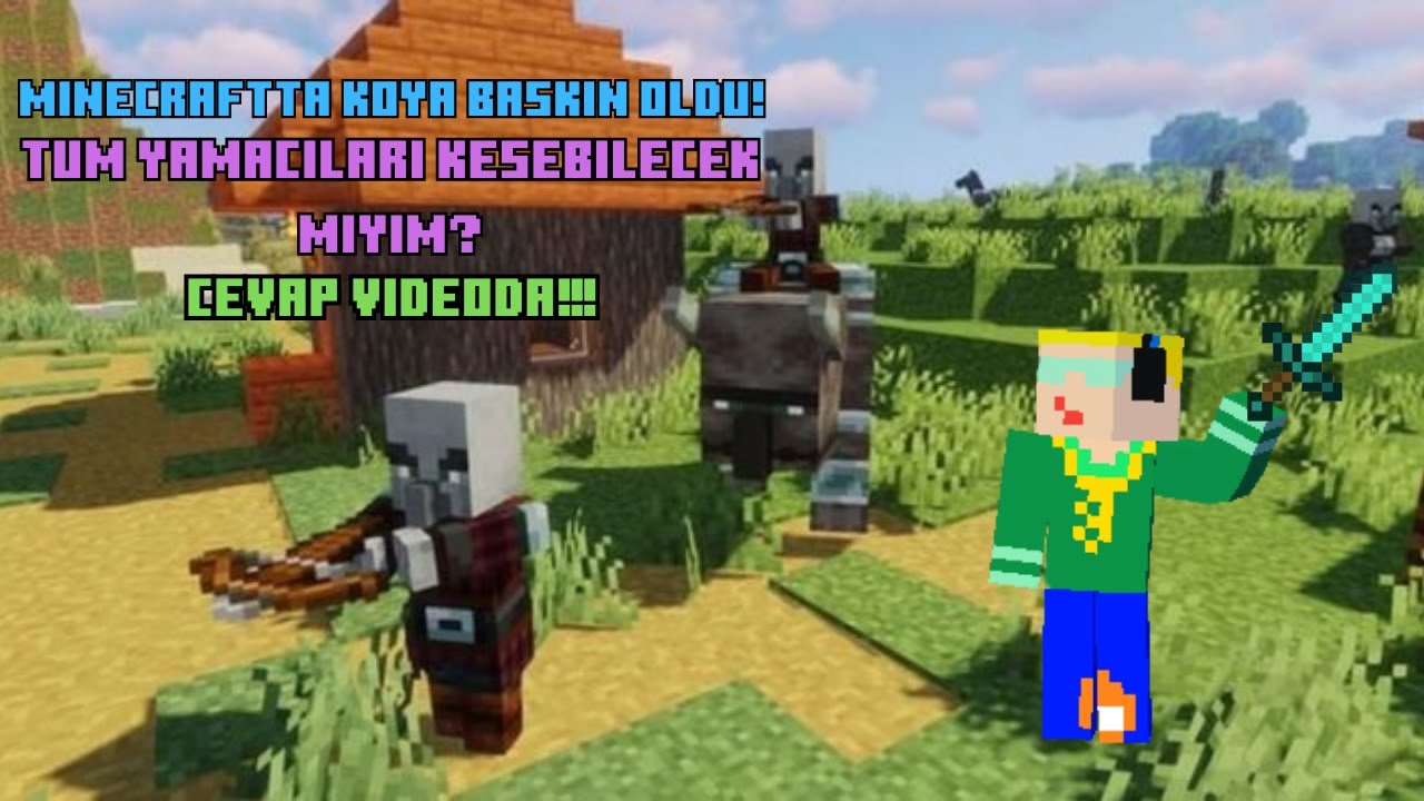 Minecraft'da Köyüme Baskın Yapıldı. Tüm Yağmacıları kesebilecek miyim? Cevap Videoda !!!