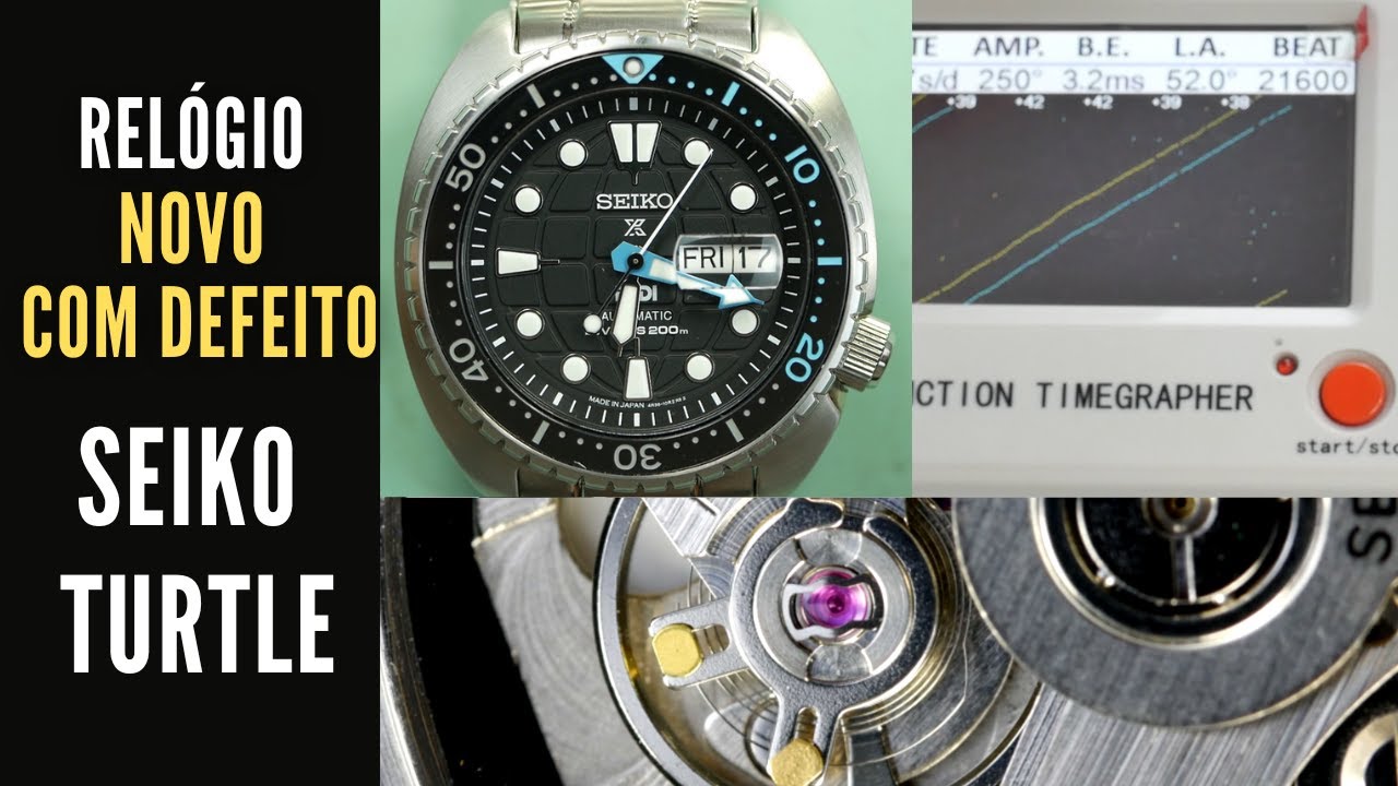 Relógio novo caiu e deu defeito, desempenando cabelo Seiko Turtle calibre 4r36a- Ezequias Relojoeiro