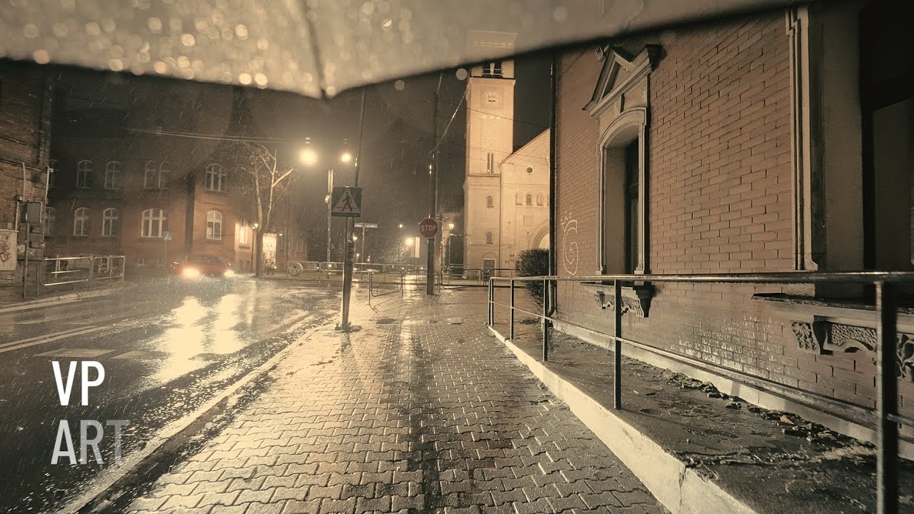 Ruda Śląska, Poland // Unintentional ASMR for Sleep, Night Rain Sounds, 4K