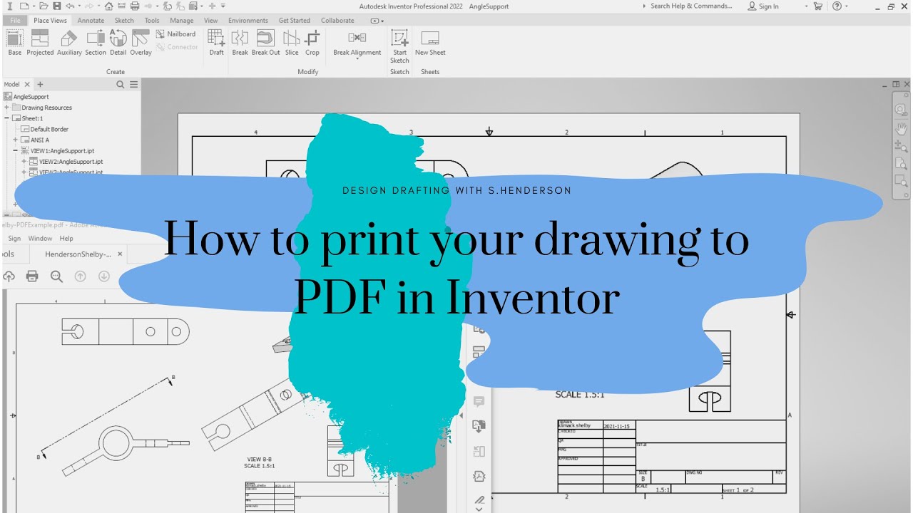 How to print your drawing to PDF in Inventor | Design Drafting with S.Henderson