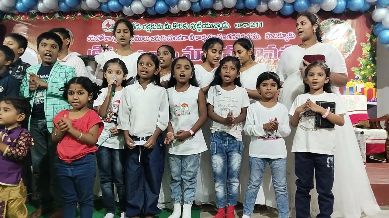 Amulya, Akshaya & Sunday School Childrens sang a song