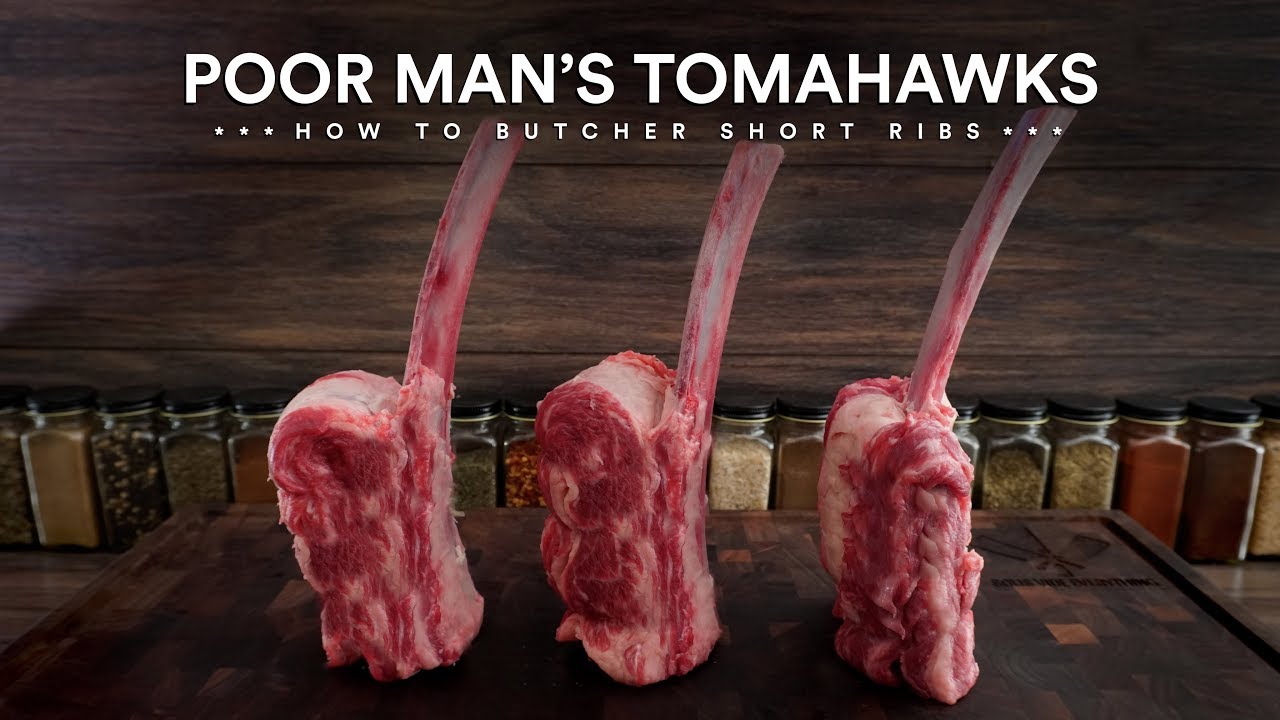 Sous Vide POOR MAN's Tomahawk - How to Butcher Tomahawks from short ribs!