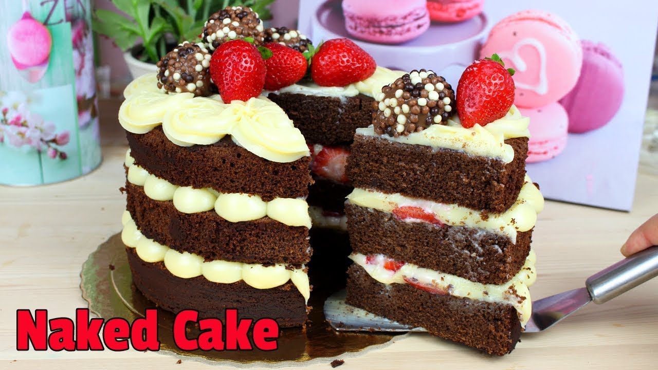 Naked Cake de Chocolate com Brigadeiro Branco | Cakepedia