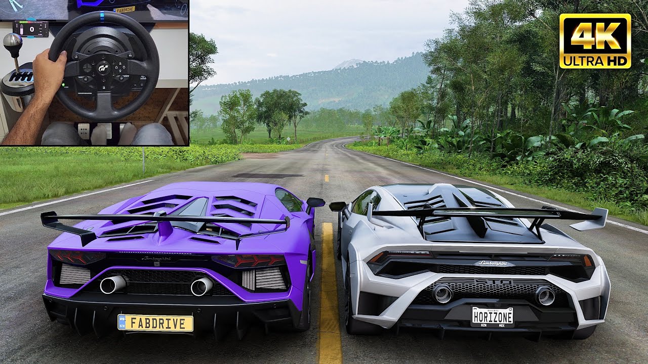 Lamborghini Aventador SVJ & Lamborghini Huracan STO | Forza Horizon 5 | Thrustmaster T300RS gameplay