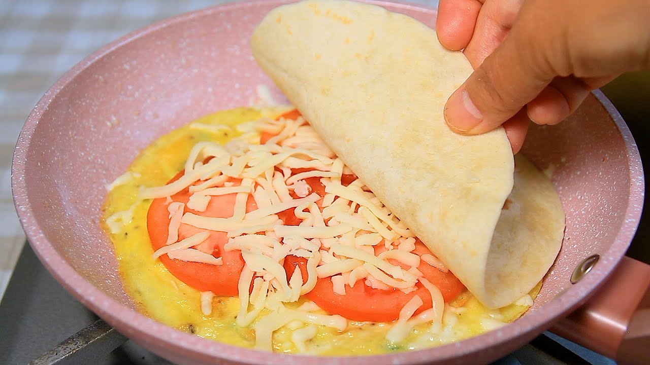 Быстрый завтрак за 5 минут ❗ Тортилья с яйцом на сковороде! Просто и Вкусно!
