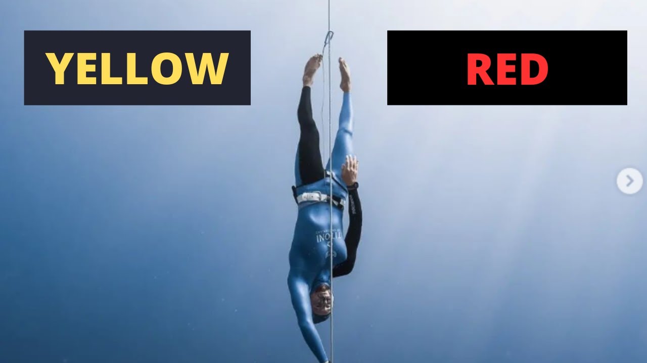 Yellow and Red Cards on Freediving Competition Vertical Blue 2022