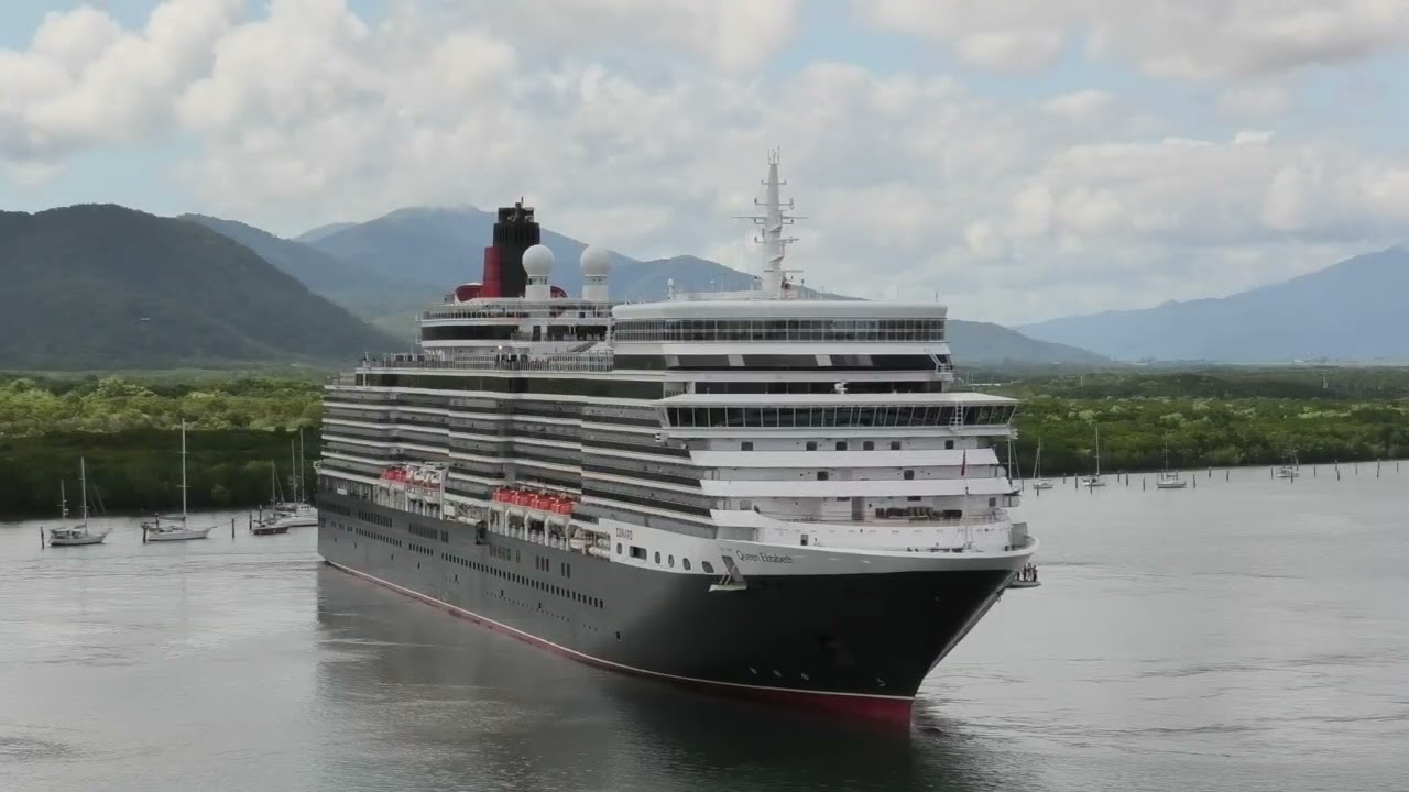 Queen Elizabeth Cruise Ship, Arriving in Cairns Harbour on 22 Oct 2024.