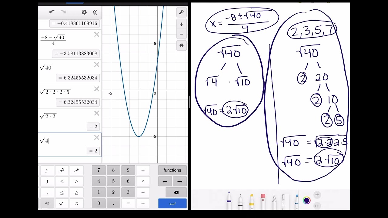 Quadratic Formula Level 2 (Simplifying Irrational Solutions)