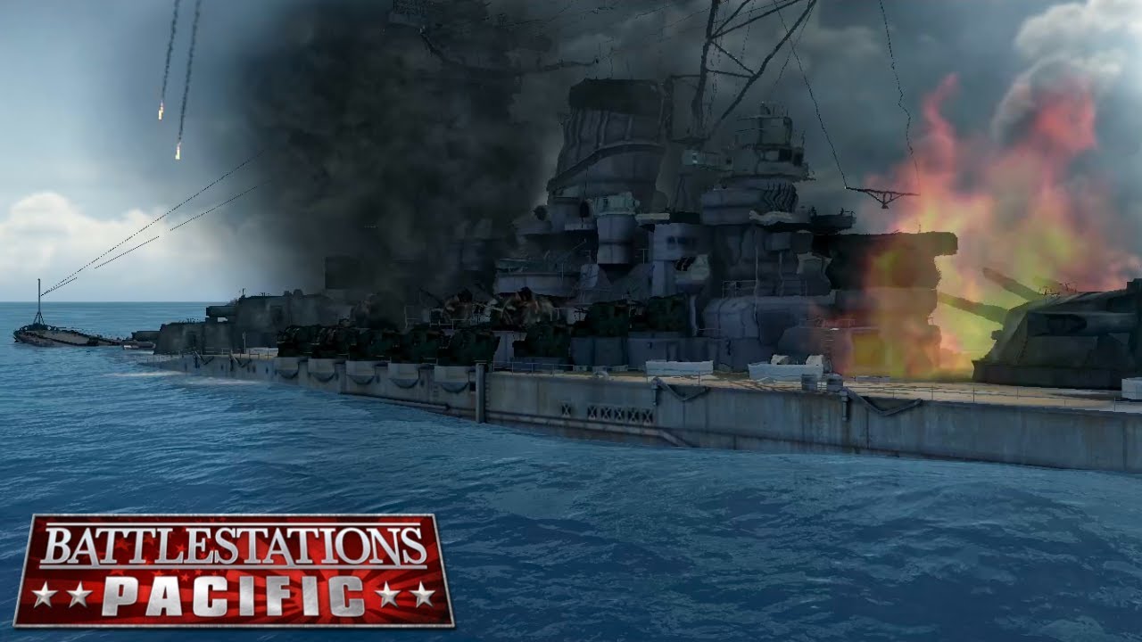 Sinking Japanese Battleship Musashi - Battle of the Sibuyan Sea - Battlestations: Pacific