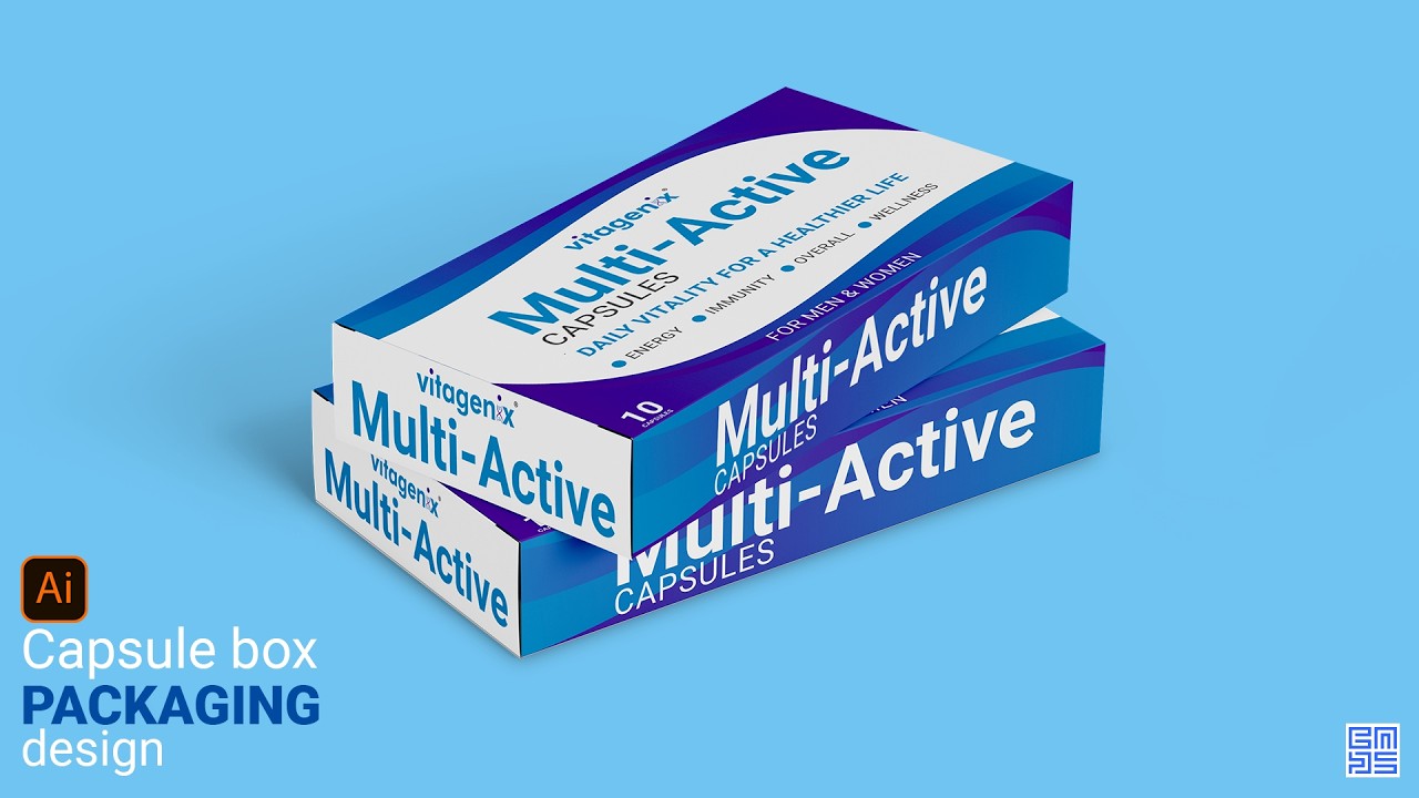 capsule medicine box | packaging design | Adobe illustrator in HINDI / हिंदी में