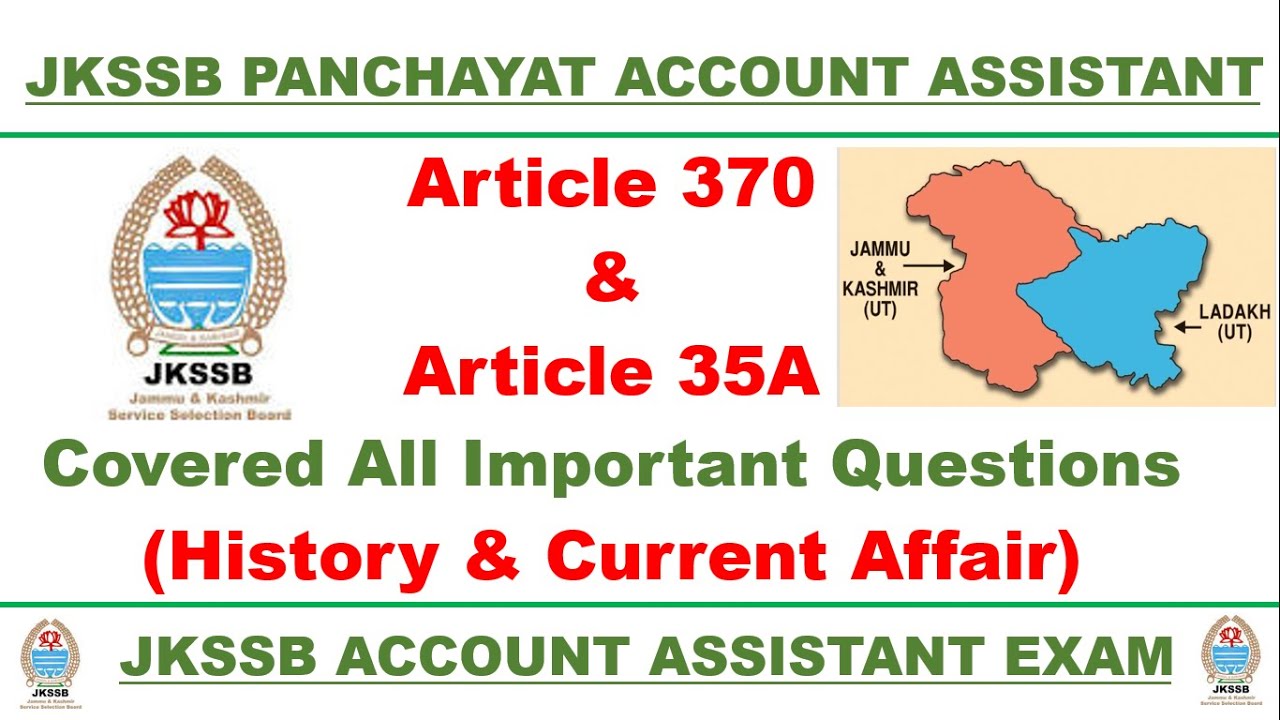 Article 370 & 35A all important GK Questions | jkssb Current Affair Questions on Article 370 & 35A