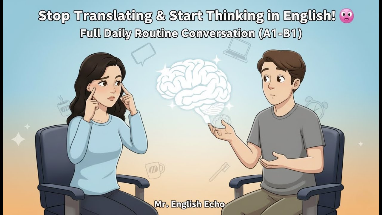 Stop Translating & Start Thinking in English! 🧠 | Full Daily Routine Conversation (A1-B1)