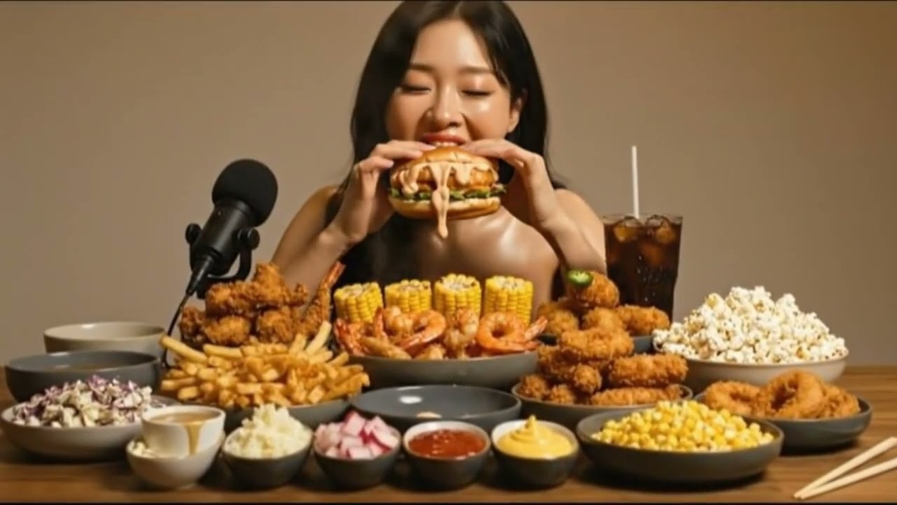 EXTREME CRUNCH! KFC Hot Crispy Chicken & Shrimp Burger ASMR | No Talking Eating Show