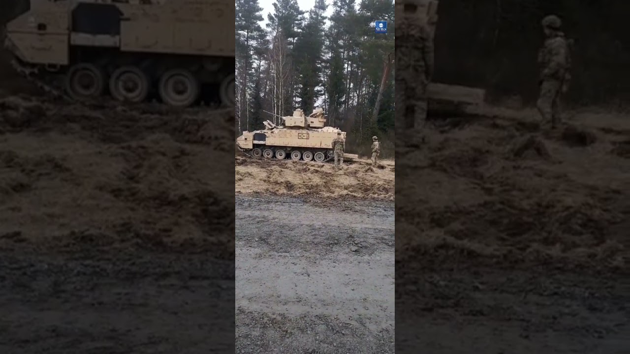 Ukrainian soldiers training with US troops on M2A2 Bradley IFV's in Germany 