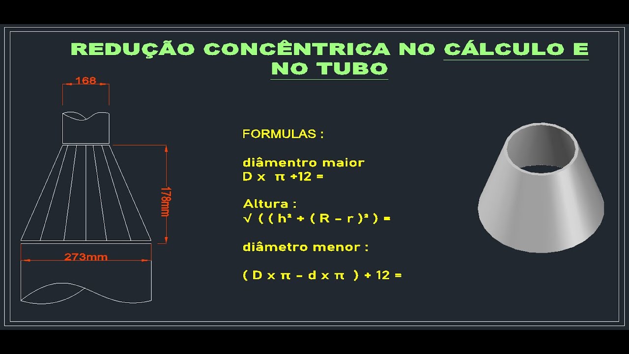 REDUÇÃO CONCÊNTRICA NO CÁLCULO DIRETO NO TUBO