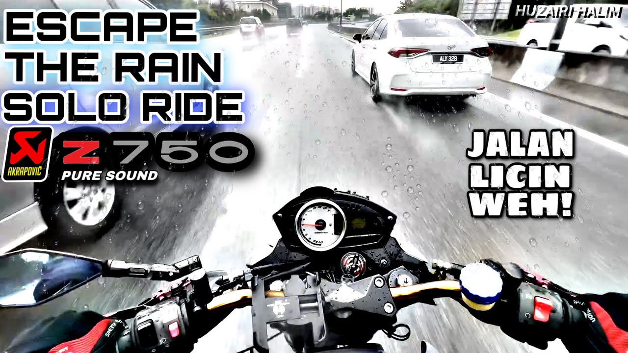 RIDE LARI HUJAN ⛈️💦 KAWASAKI Z750 AKRAPOVIC PURE SOUND