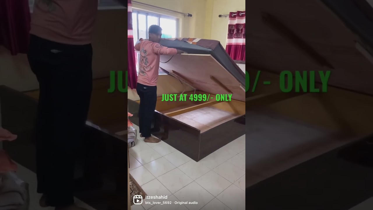 CHEAP Hydraulic Double Box bed 4999/- 😱 #reels #trend #trending #furniture #shorts  #trendingreels