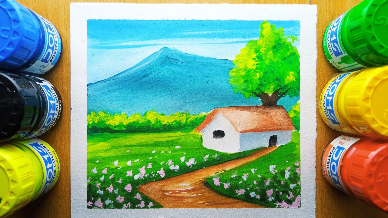 MOST simple scenery|painting for Beginners|Watercolour#painting #beginners #watercolor#simpledrawing