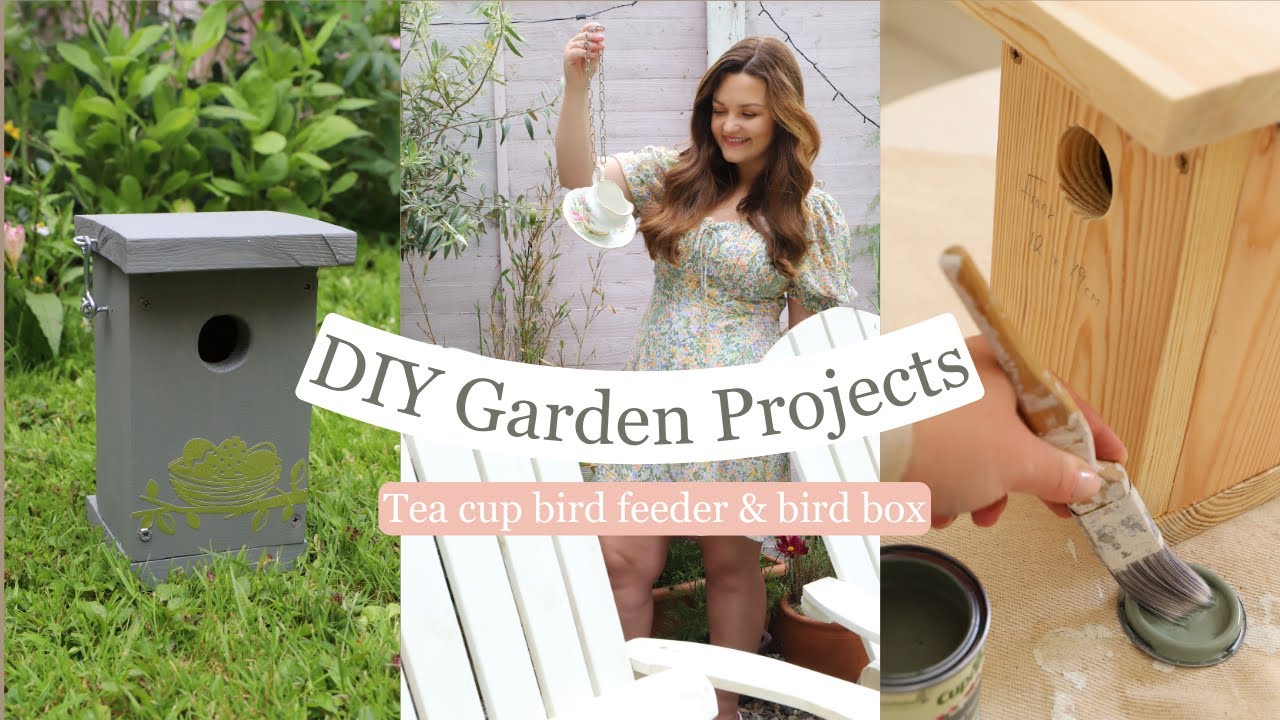 Garden DIYs, how to make a teacup bird feeder & a simple bird nesting box