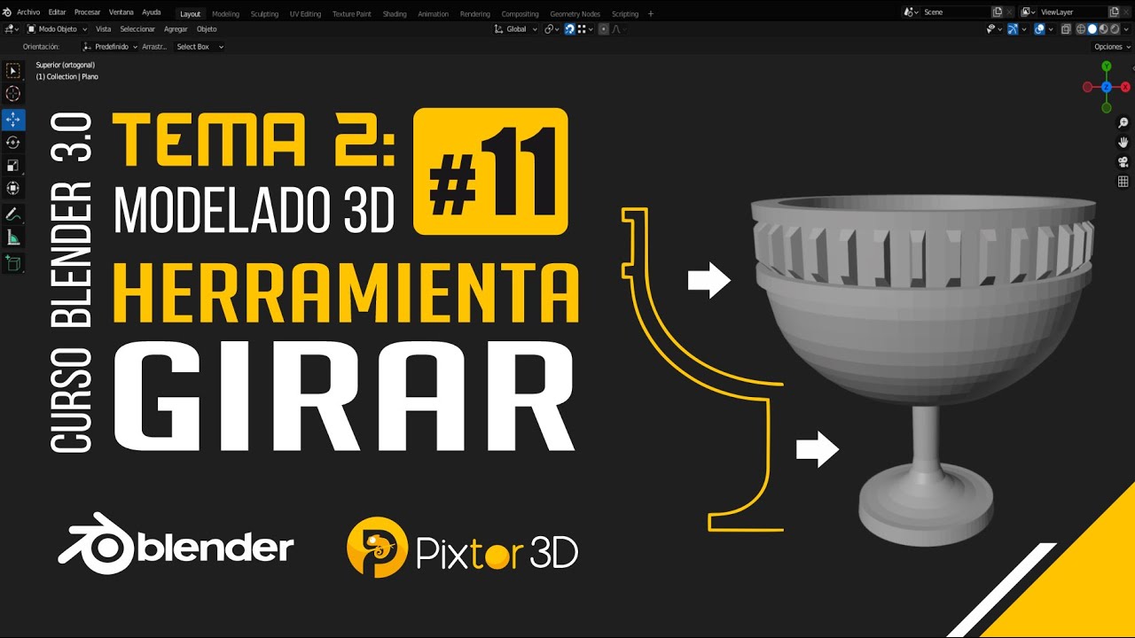Blender tema 2 clase 11 - Herramienta Girar