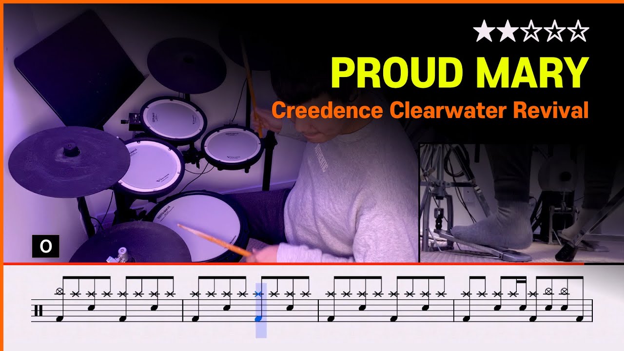 [Lv.07] Proud Mary - Creedence Clearwater Revival (★★☆☆☆) Pop Drum Cover with Sheet Music
