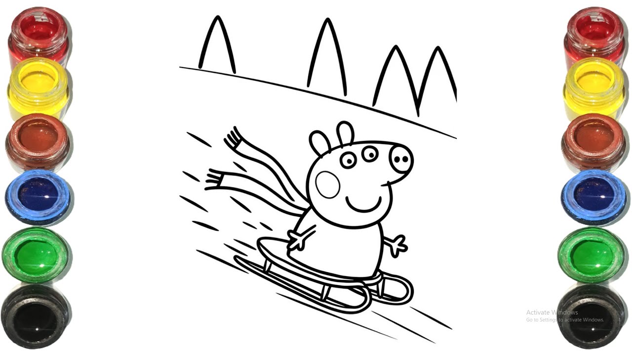Cute Peppa pig Drawing for kids, Painting & Coloring for kids, Toddlers | Let's Draw Together