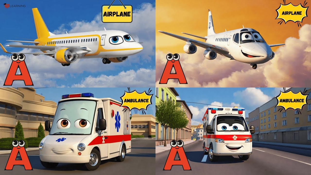 ABC Vehicles Song for Kids | A to Z Cars, Trucks, Ships & Planes | Fun Learning with UZR 🚁🚛 | #abcd