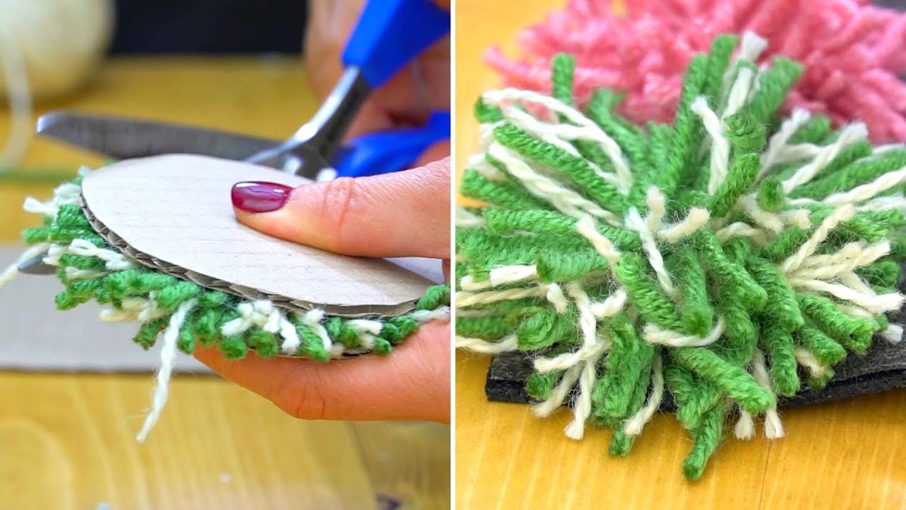 Nápad jak vyrobit bambulky neobvyklým způsobem - pompon koberec!| Perfektní