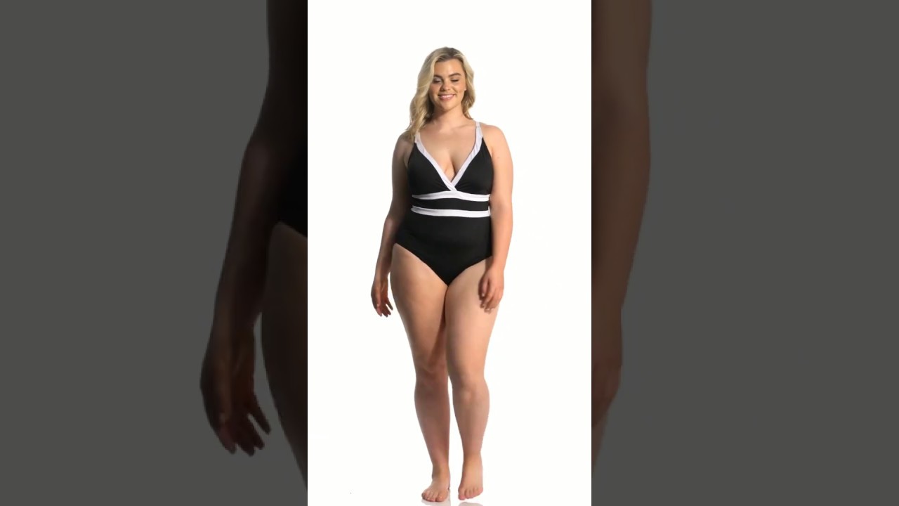 La Blanca Plus Size Modern Muse Plunge One Piece Swimsuit | SwimOutlet.com