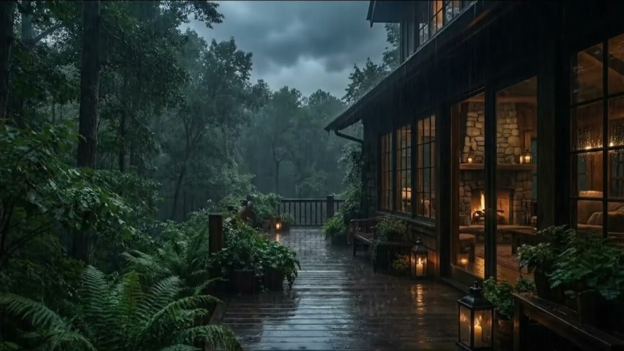 Midnight Forest Rain and Thunder Sounds Outside the Window | Dark, Cozy Sounds for Deep Sleep