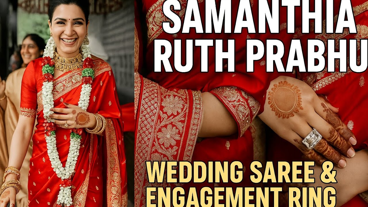 “Samantha Ruth Prabhu Wedding Saree & Engagement Ring – Full Bridal Look Reveal!”@poojacineworld 