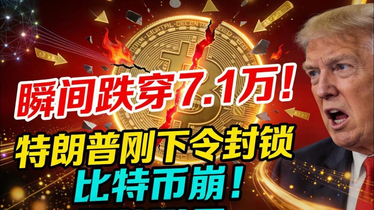 突发！特朗普下令封锁霍尔木兹海峡，比特币瞬间跌穿7.1万！超11万人爆仓，黑天鹅来了！