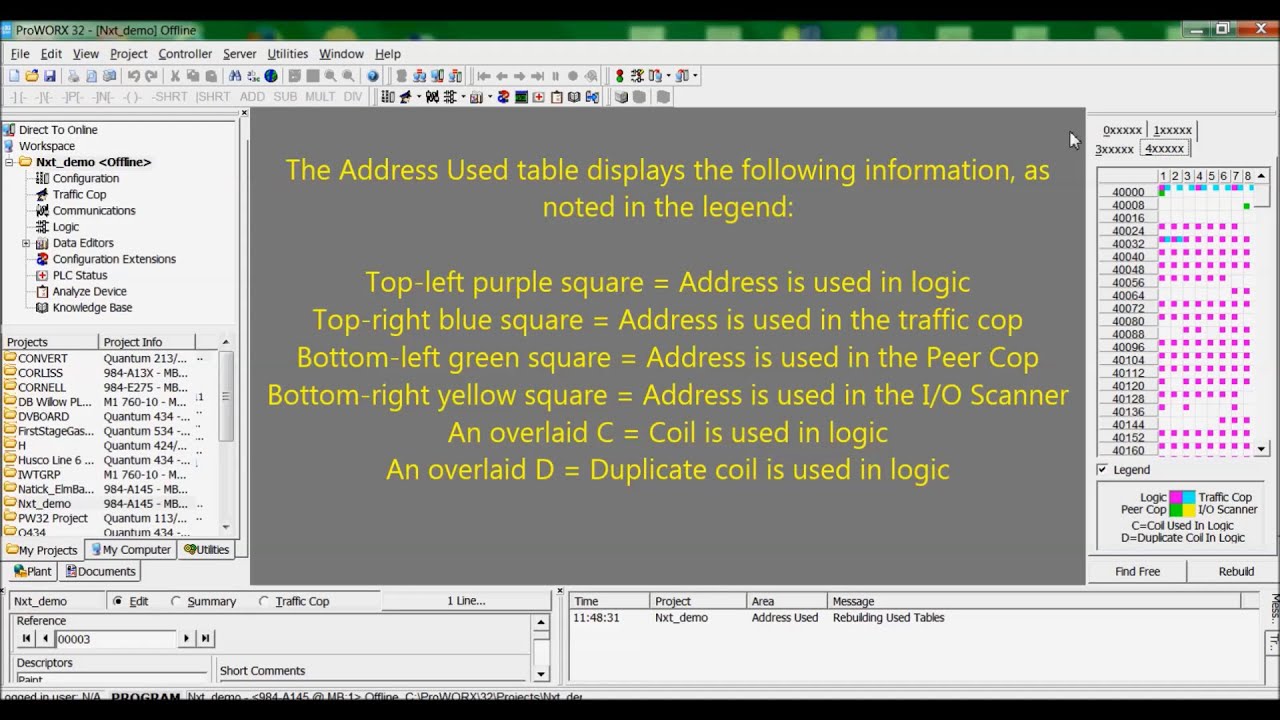 Verifying Used Addresses in a ProWORX 32 Project | Schneider Electric Support
