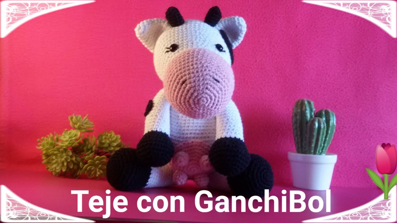 Vaca de 36 cm // Teje con GanchiBol un amigurumi