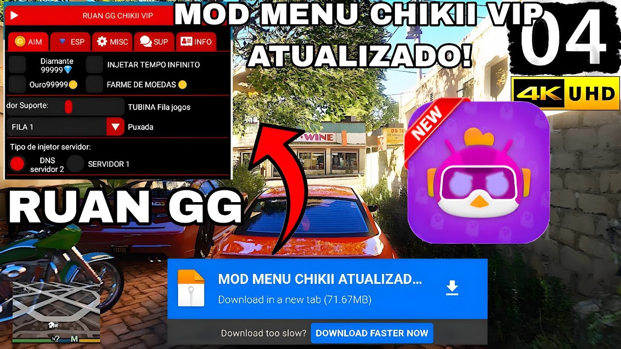 ATUALIZADO MOD MENU CHIKII VIP 🪙💎VENHA CONFERIR!!RAPIDO SERVER BUGADO
