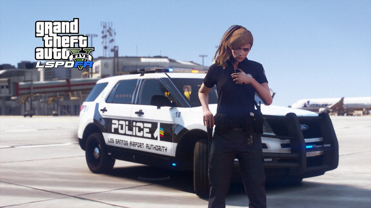 Gta 5 LSPDFR Playing As a Female Airport Authority Police #lspdfr #gta5