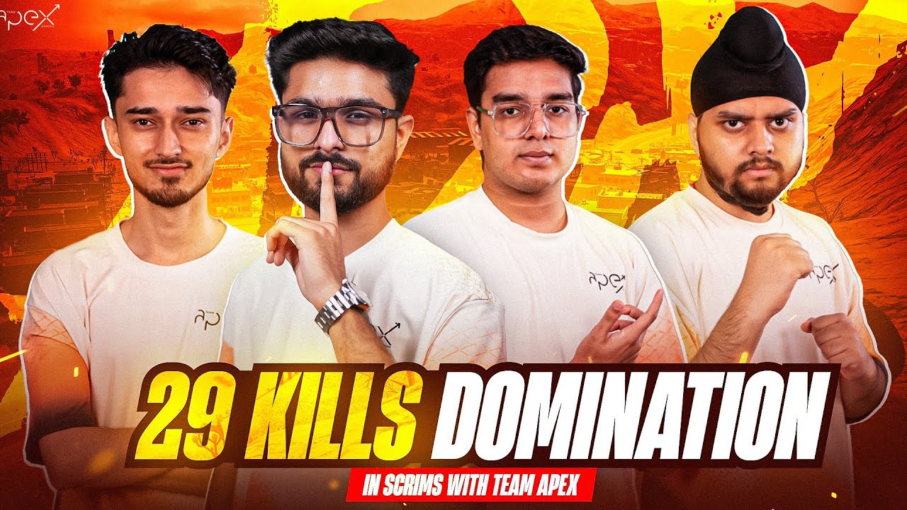 29 KILLS DOMINATION IN SCRIMS WITH TEAM APEX GAMING 😱 Ft. JELLY, HYDRO, KIO || TAG LoLzZz