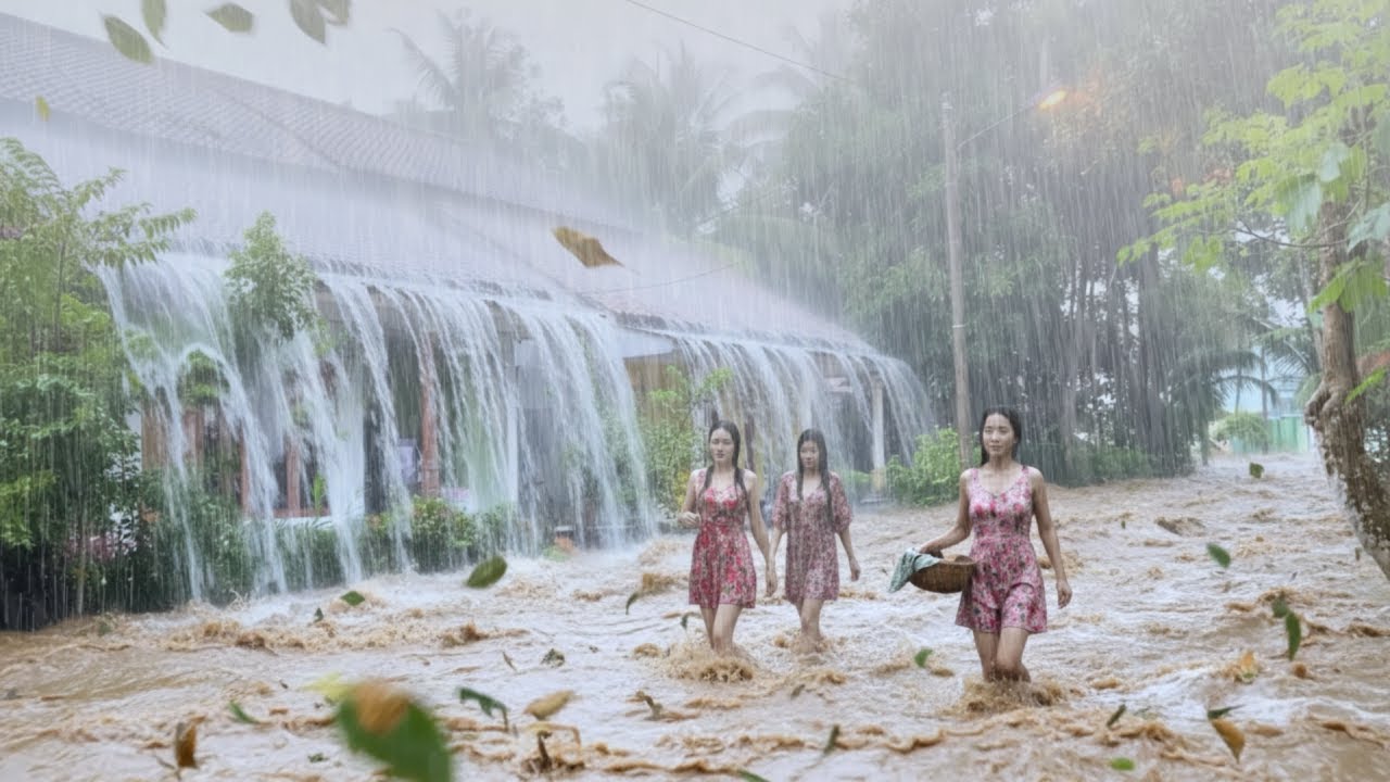 ЛУЧШИЙ ДОЖДЬ ДЛЯ СПАТЬ ⛈️ 99% Прогулка под проливным дождём и нежным громом в деревне | АСМР