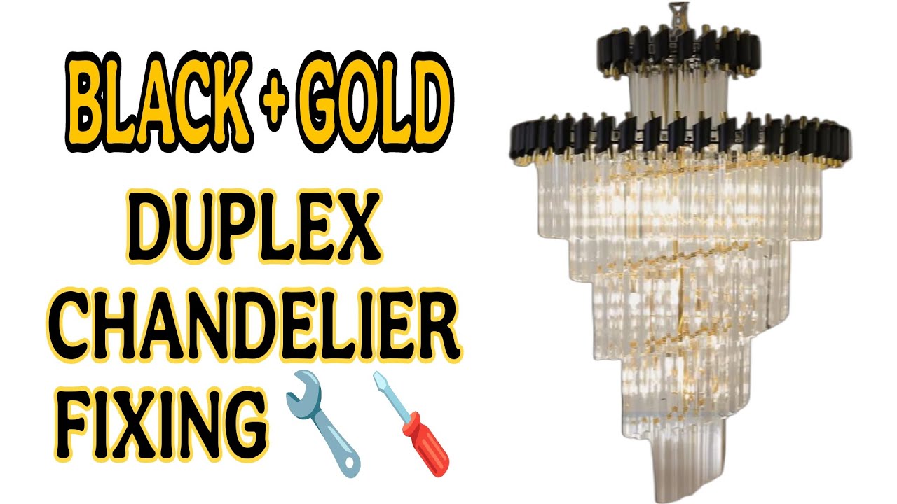 Black Gold Duplex Jhumer | Light Fixing & Setup | Fancy Lights Tech #jhumer #chandelier #light #diy 