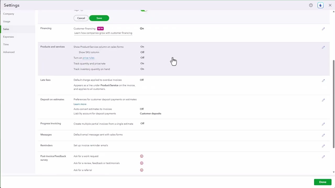 QuickBooks Online (QBO) Settings   1