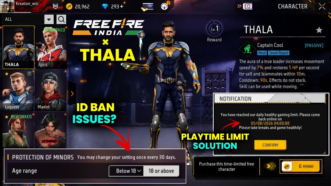 THALA &times; FREE FIRE INDIA + AGE UPDATE🔥 -para SAMSUNG,A3,A5,A6,A7,J2,J5,J7,S5,S6,S7,S9,A10,A20,A30,A50