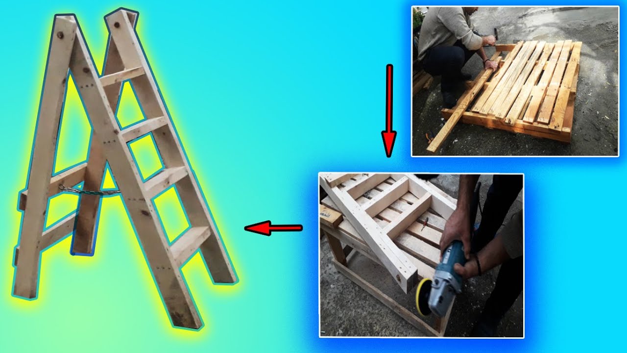 كيف تصنع سلم خشبي/How to make wooden ladder/wooden pallet