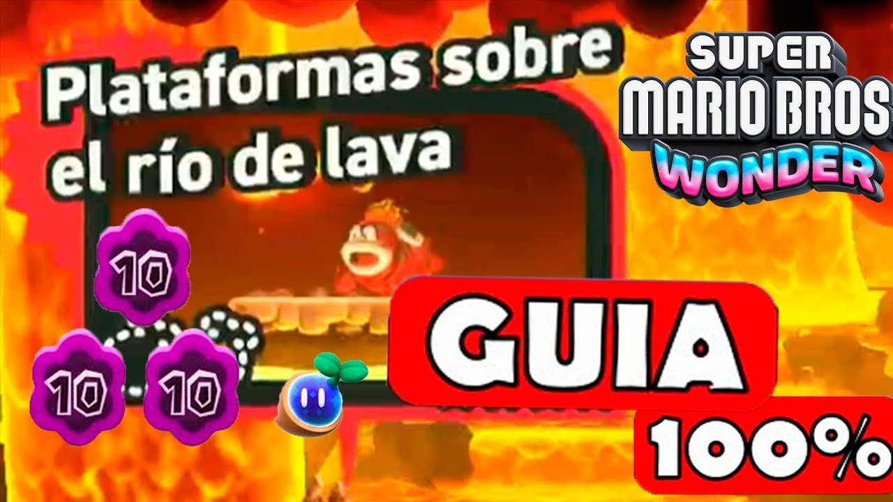 Plataformas Sobre El Rio de Lava - GUIA COMPLETO 100% #58 - Mario WONDER | EgeaFrz