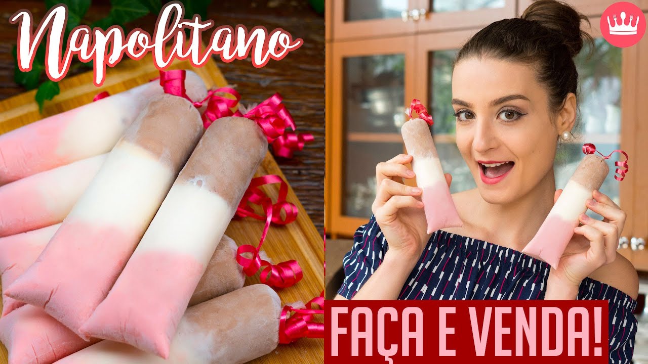 SACOLÉ NAPOLITANO (GELADINHO GOURMET CREMOSO) - Doces para Vender: Cozinha do Bom Gosto - Gabi Rossi