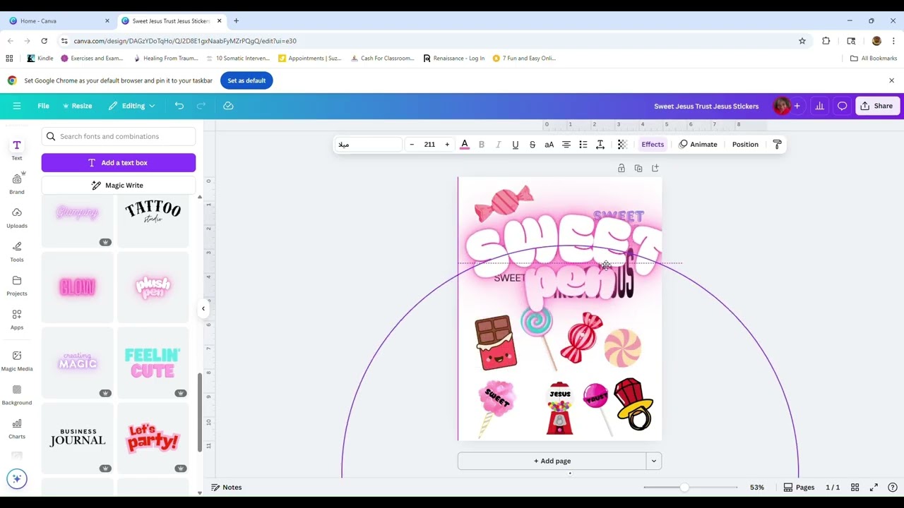 Using Canva To Make Trust Sweet Jesus Stickers For Bible Journaling Page